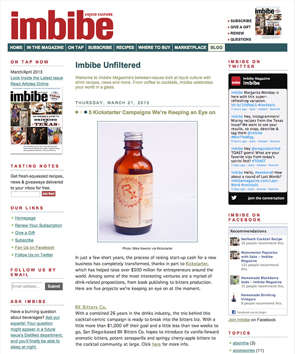 imbibe magazine article mike newton photography cocktail bitters product photography
