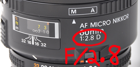 Nikon Micro Lens showing aperture range