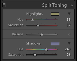 Split Toning Slider