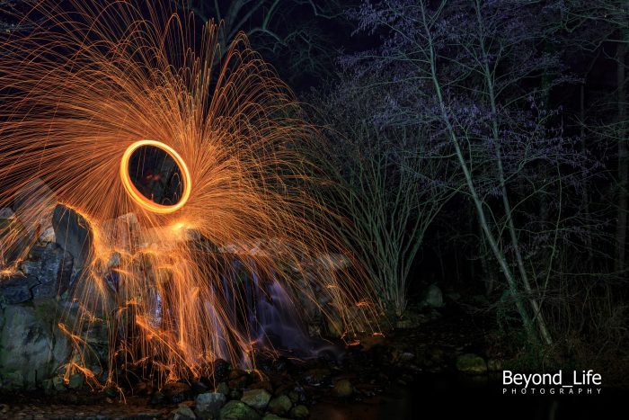 Light Painting with Light Tubes and Burning Steel Wool